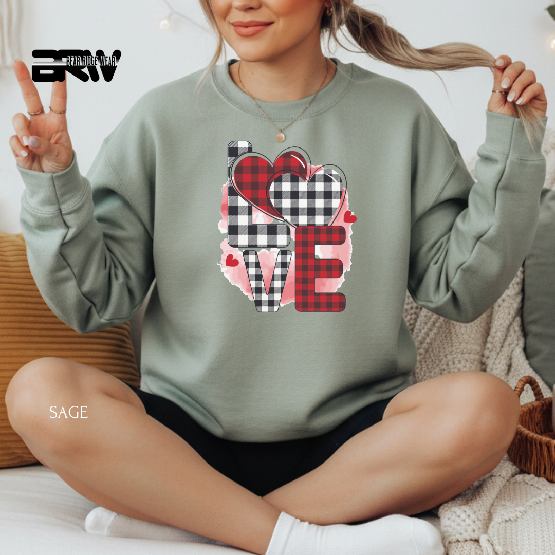 'Love-Plaid' Valentine's Crewneck Sweatshirt