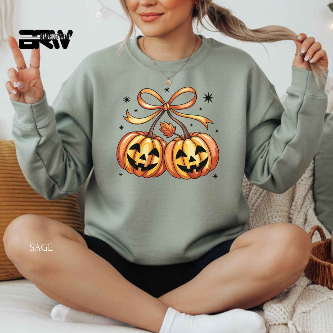 'Pumpkin Cherries' Fall Crewneck Sweatshirt