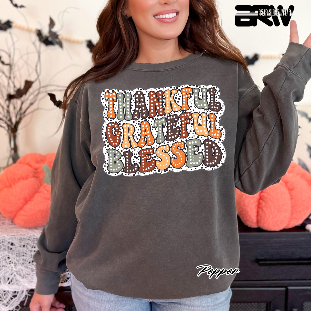 'Thankful Grateful Blessed' Fall Long Sleeve Tee