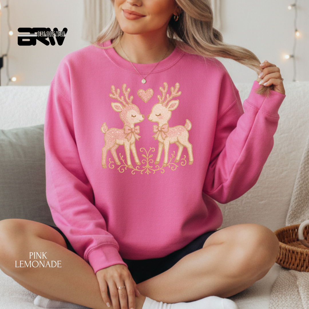 'Two deer Yarn' Christmas Crewneck Sweatshirt