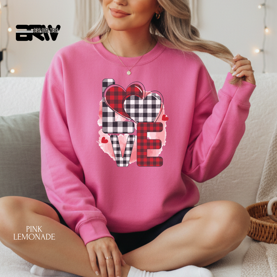 'Love-Plaid' Valentine's Crewneck Sweatshirt