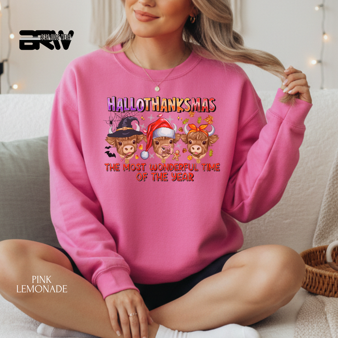 'Hallothanksmas Cow' Fall Crewneck Sweatshirt