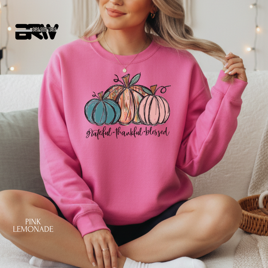 'Grateful Thankful Blessed' Fall Crewneck Sweatshirt