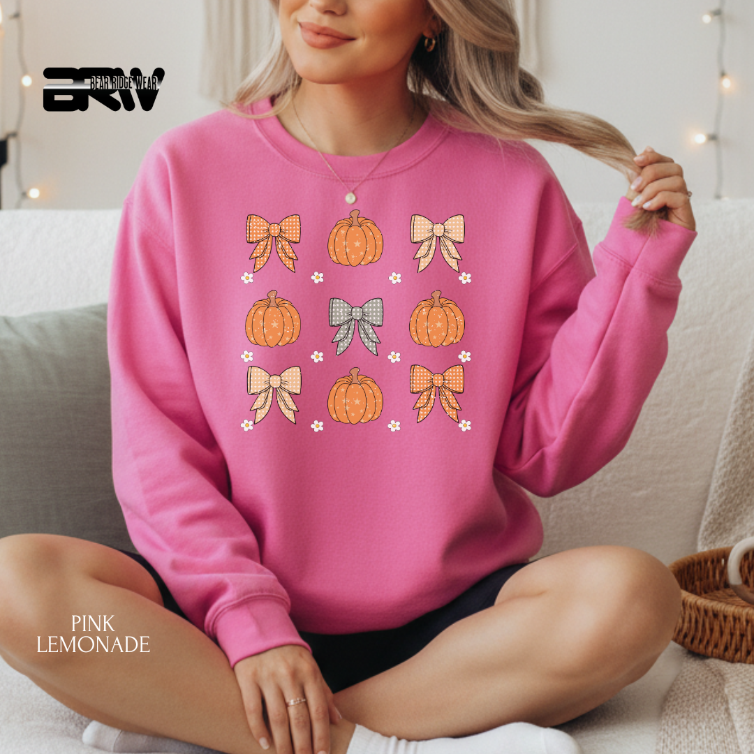 'Pumpkins And Bows' Fall Crewneck Sweatshirt