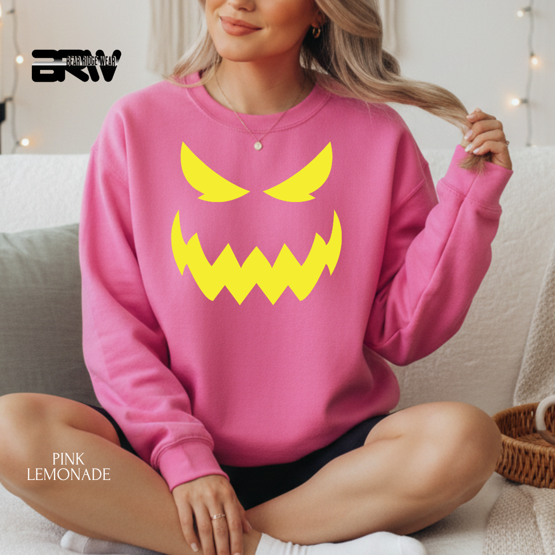 'Scary Pumpkin Face' Fall Crewneck Sweatshirt