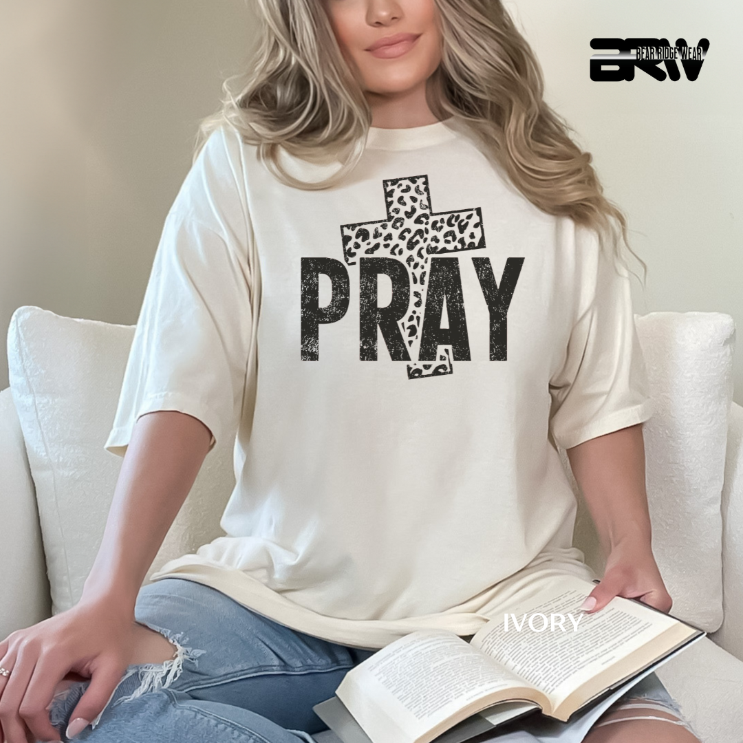 'Pray-Leopard Cross' Faith Tee