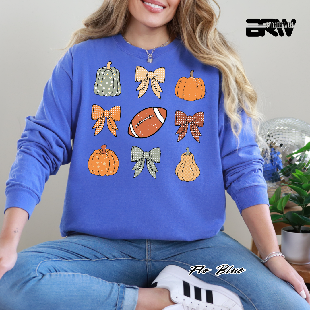 'Pumpkin Distressed football' Fall Long-Sleeve Tee