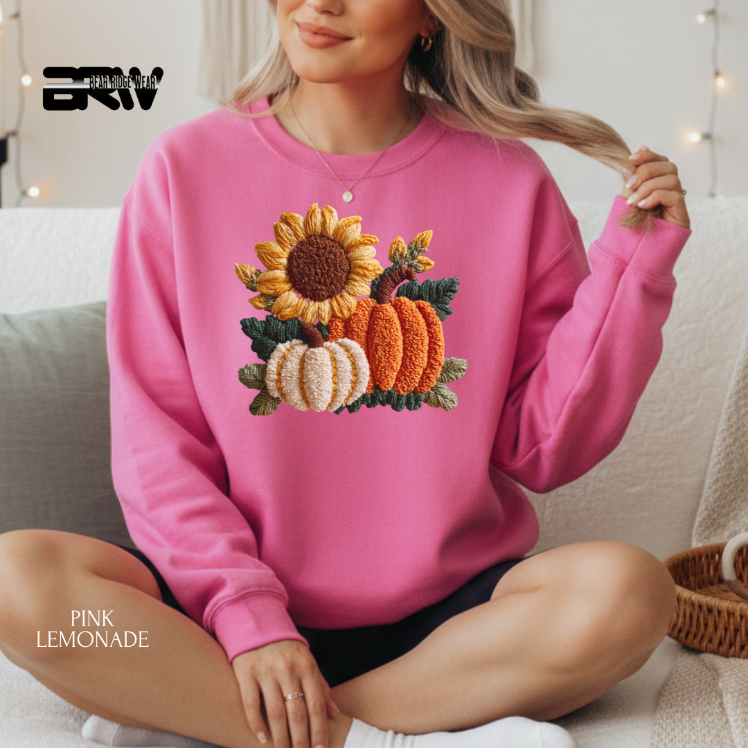 'Sunflower Pumpkin Yarn' Christmas Crewneck Sweatshirt
