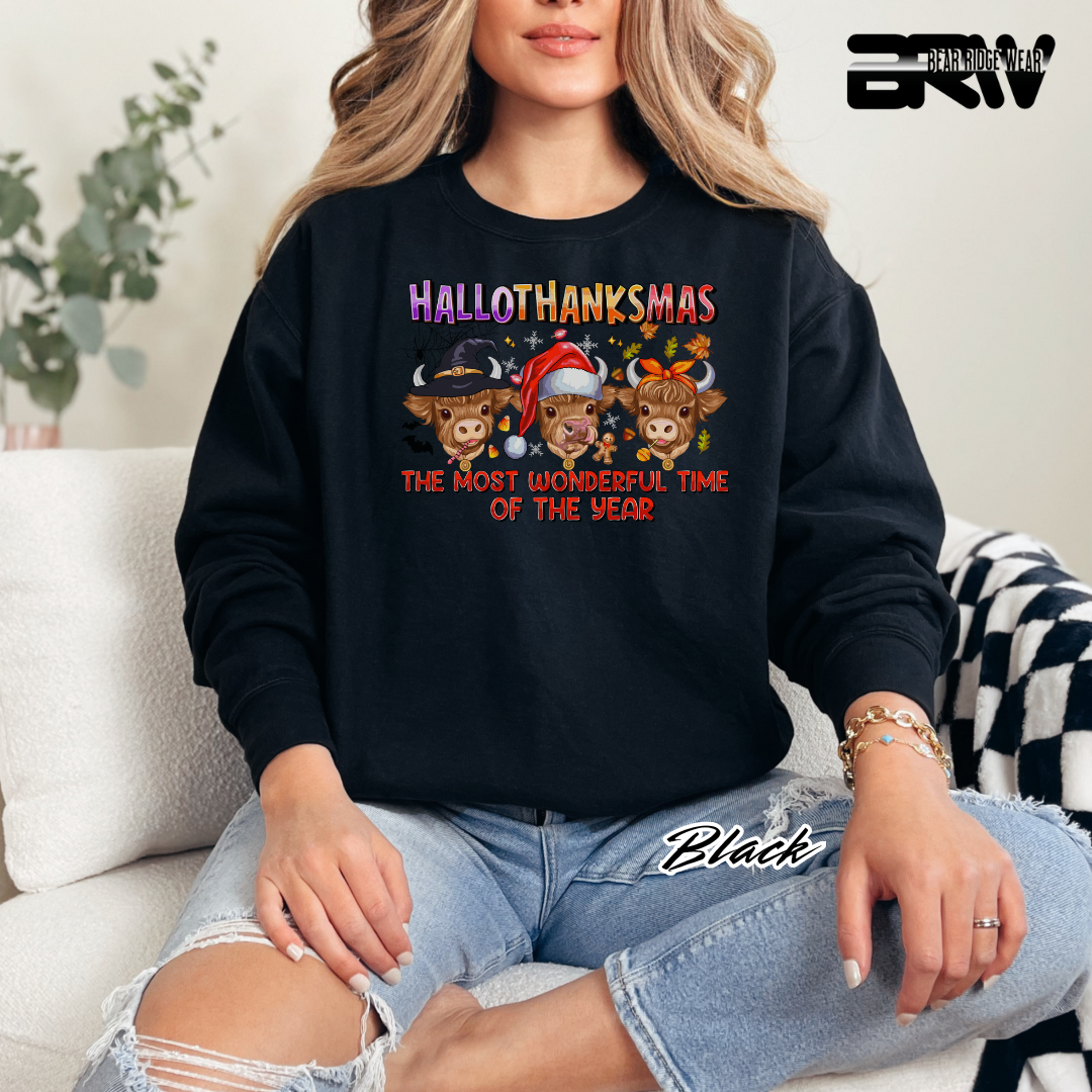 'Hallothanksmas cow' Fall Long Sleeve Tee