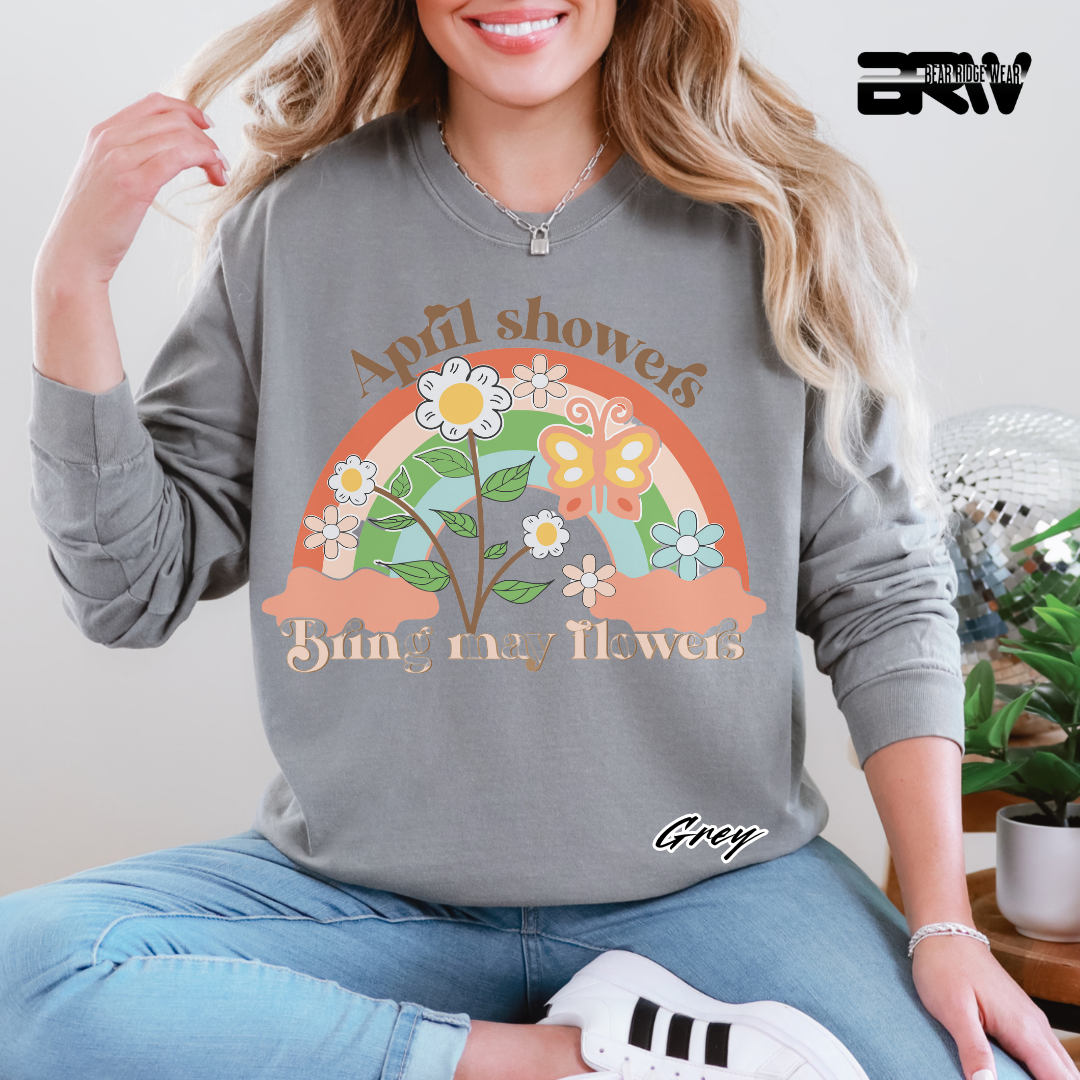 'April Showers, Bring May Flowers' Long Sleeve Tee