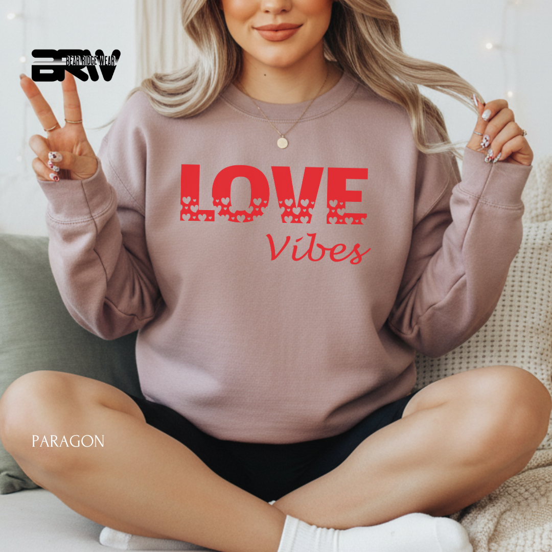 'Love Vibes-Red' Valentine's Crewneck Sweatshirt