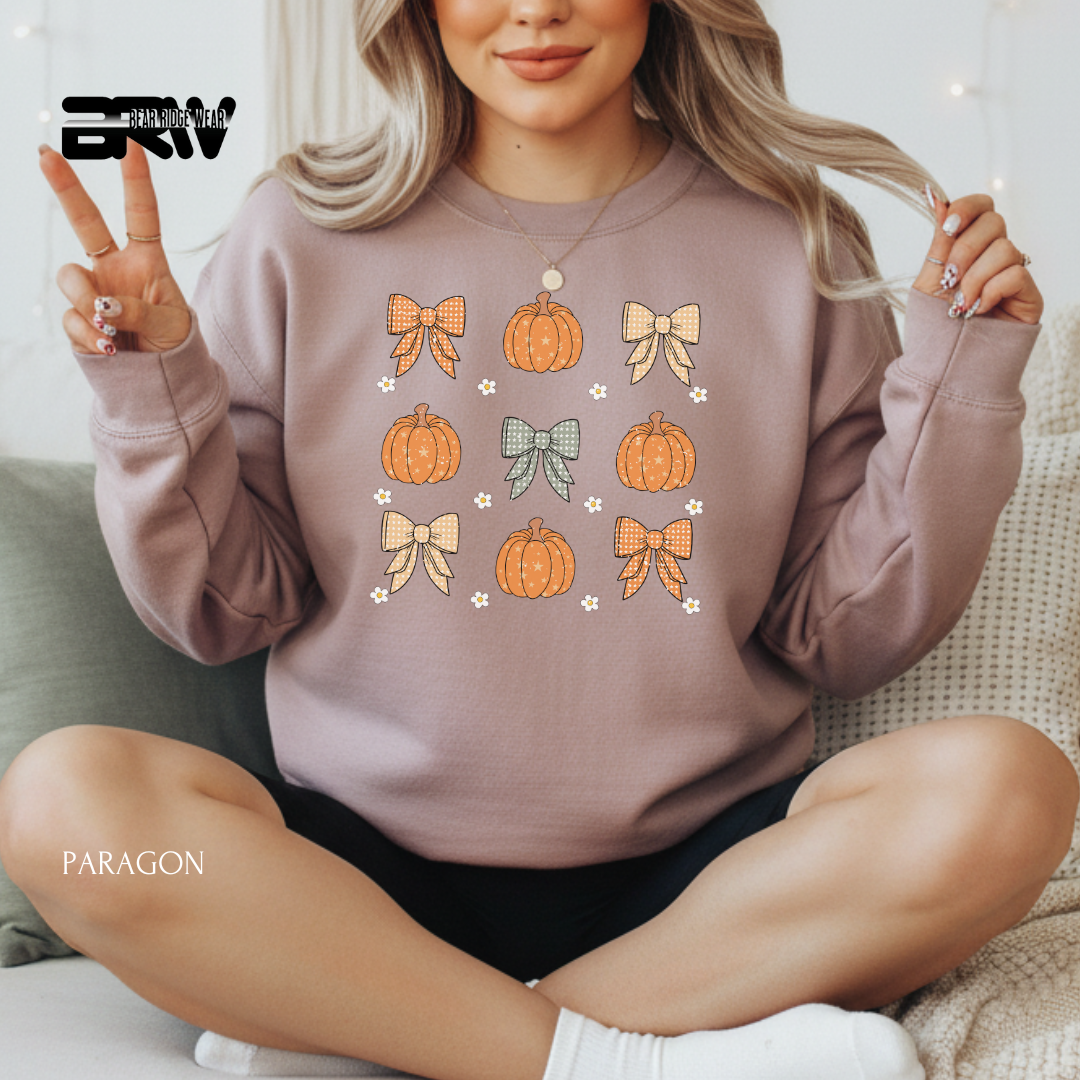 'Pumpkins And Bows' Fall Crewneck Sweatshirt