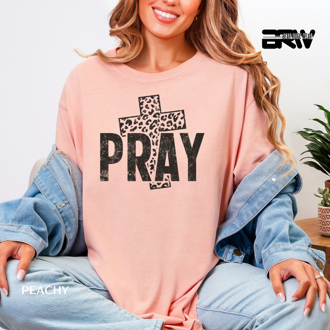 'Pray-Leopard Cross' Faith Tee