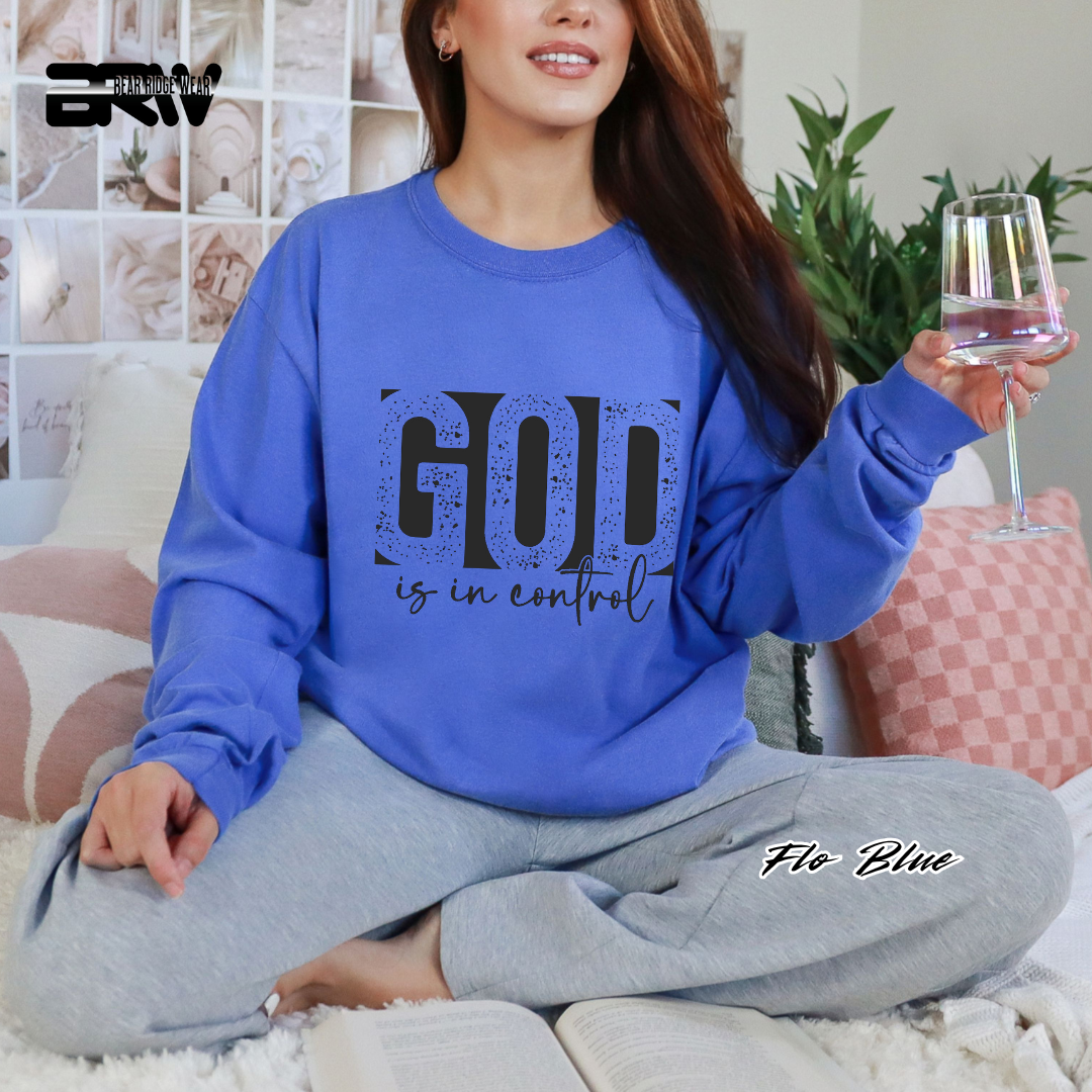 'God Is In Control' Black Faith Long-Sleeve Tee