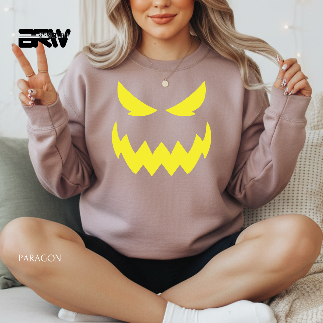 'Scary Pumpkin Face' Fall Crewneck Sweatshirt