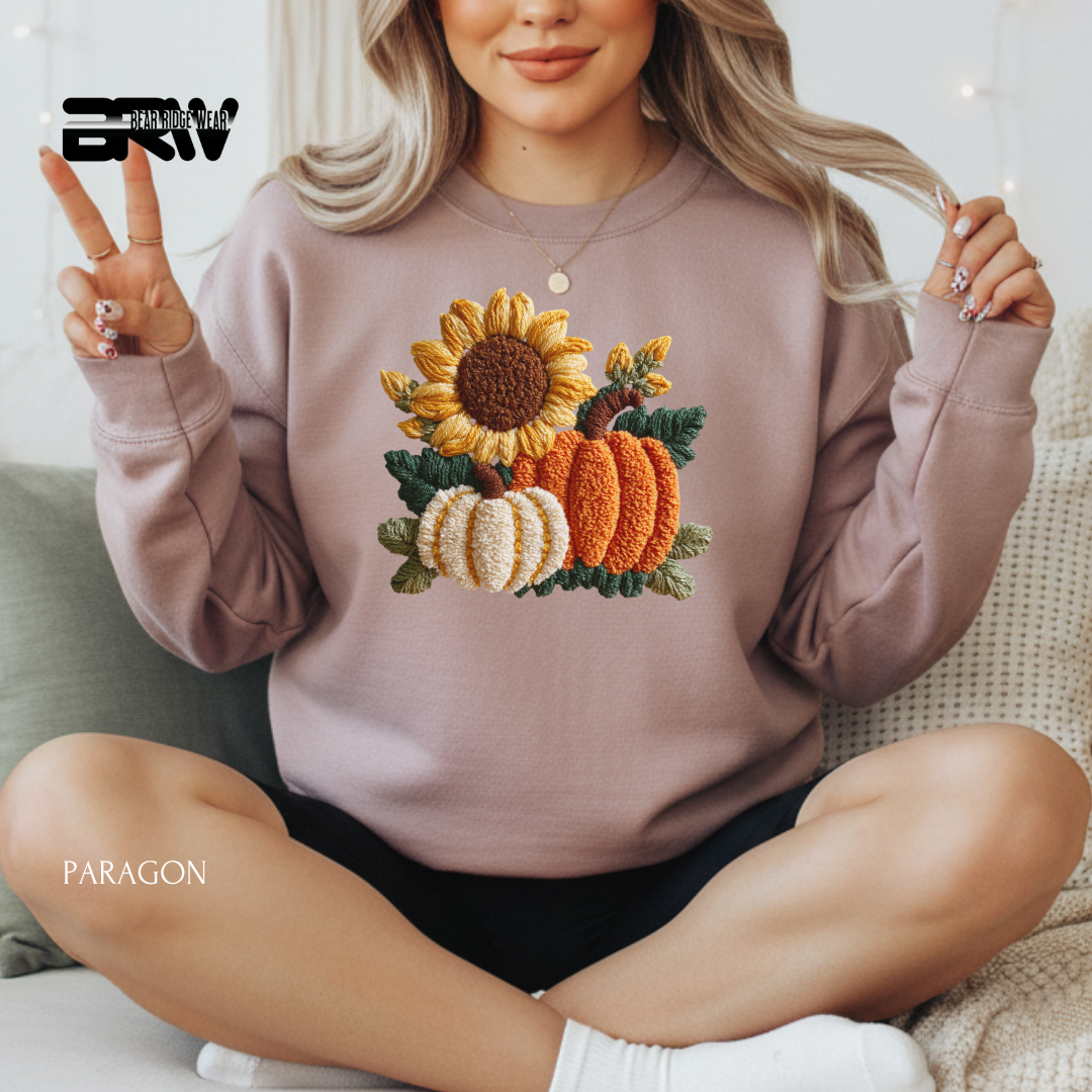 'Sunflower Pumpkin Yarn' Christmas Crewneck Sweatshirt