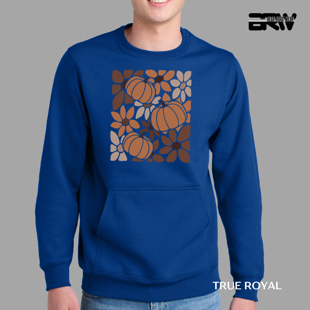 'Boho Floral Pumpkin' Kangaroo Pocket Fall Crewneck