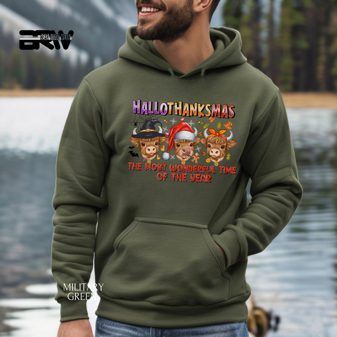 'Hallothanksmas cow' Fall Hoodies