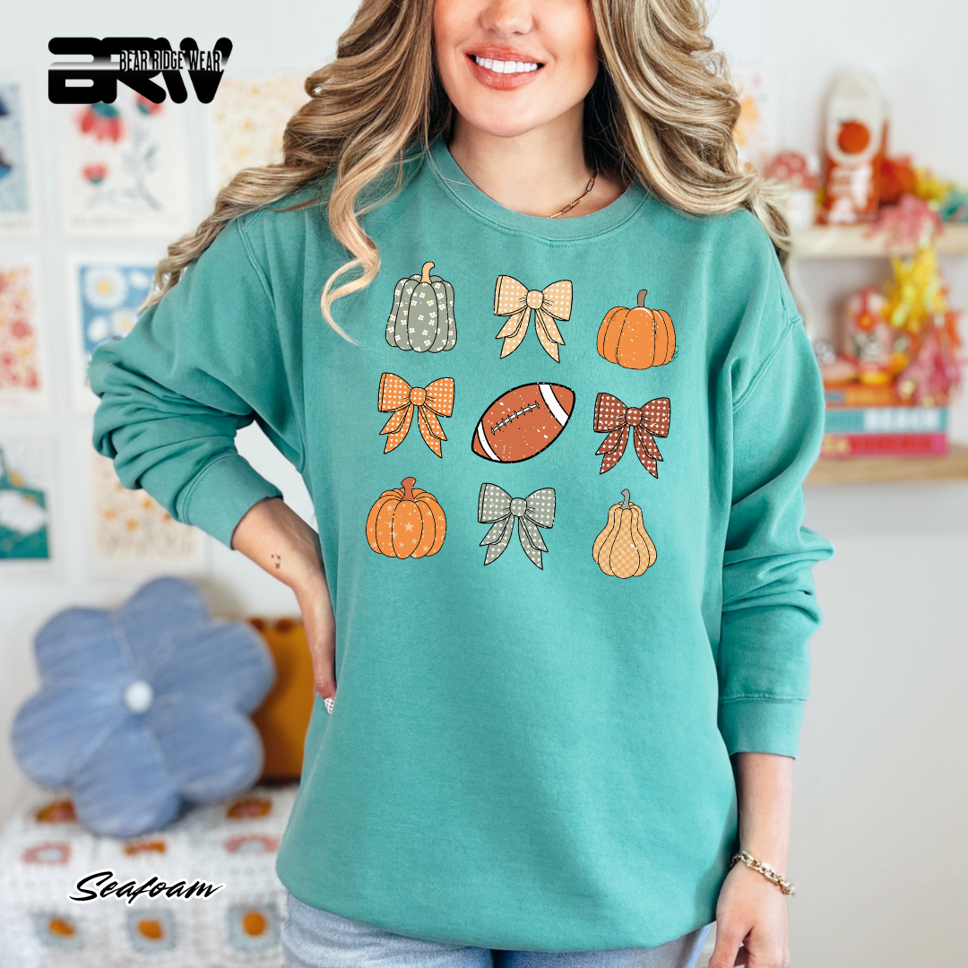'Pumpkin Distressed football' Fall Long Sleeve Tee