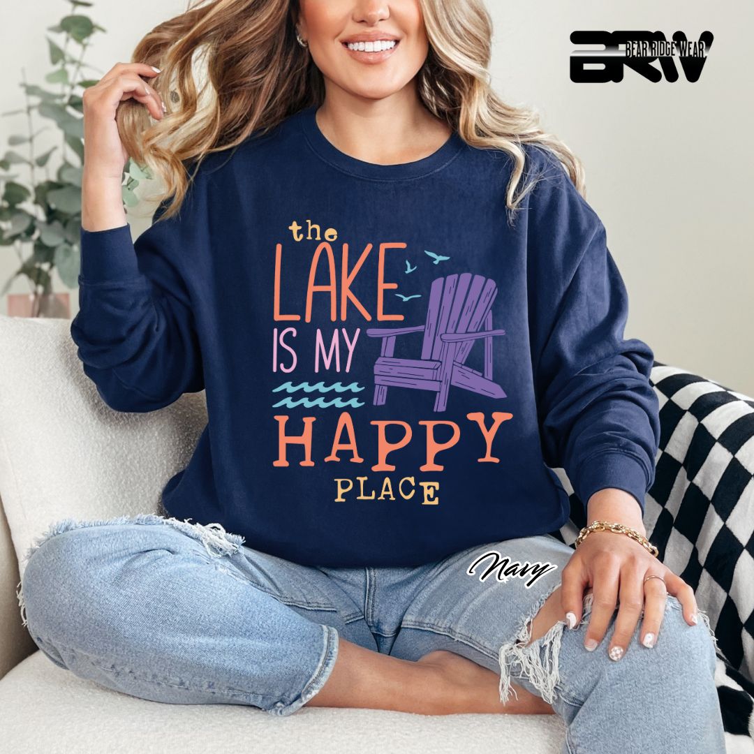 'The Lake Is My Happy Place' Summer Long-Sleeve Tee