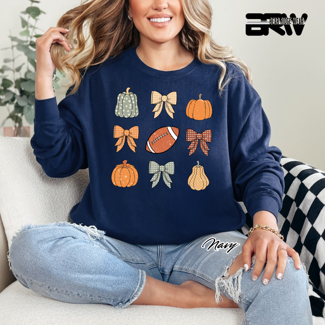 'Pumpkin Distressed football' Fall Long Sleeve Tee