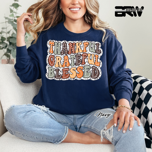 'Thankful Grateful Blessed' Fall Long Sleeve Tee