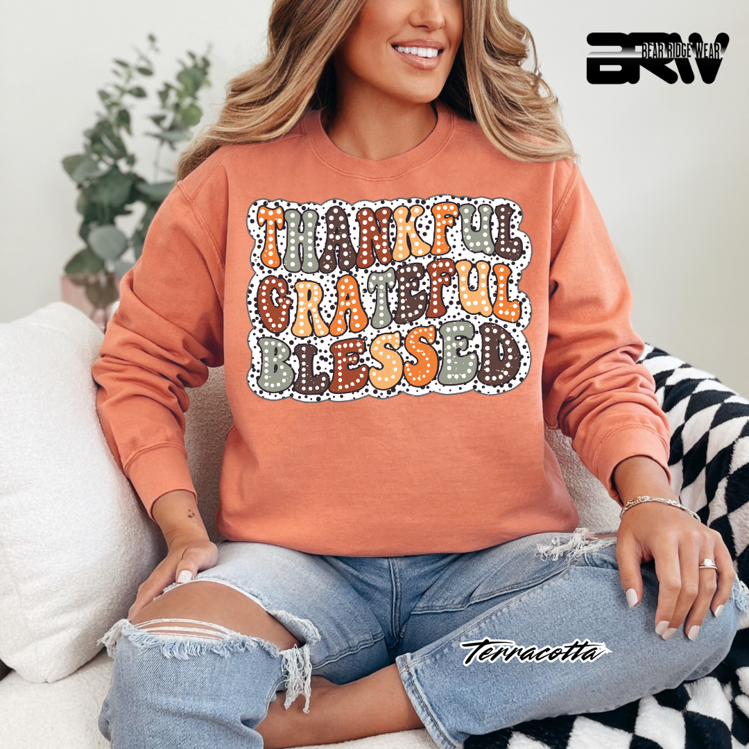 'Thankful Grateful Blessed' Fall Long Sleeve Tee