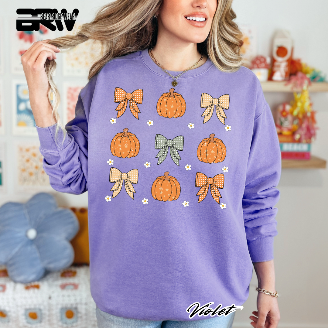'Pumpkins and bows' Fall Long Sleeve Tee