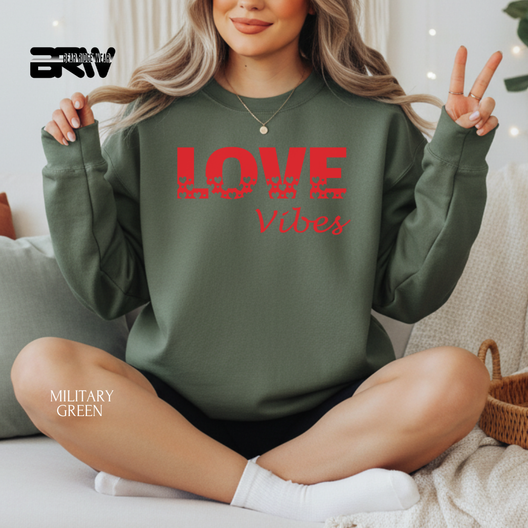 'Love Vibes-Red' Valentine's Crewneck Sweatshirt