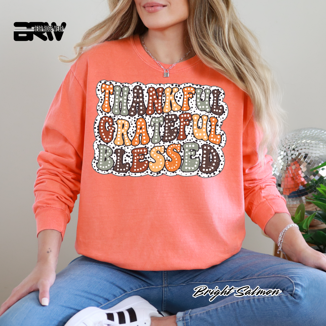 'Thankful Grateful Blessed' Fall Long-Sleeve Tee