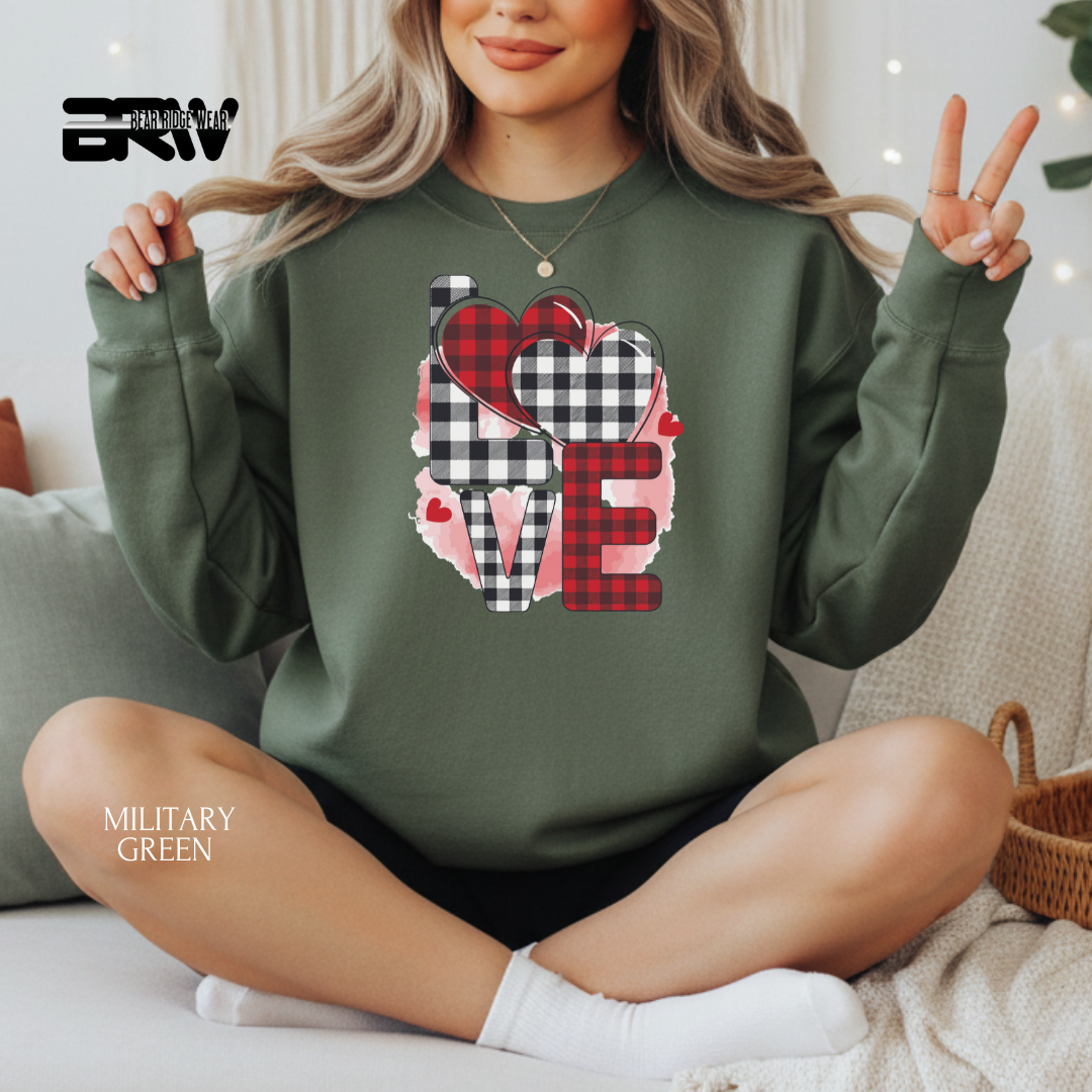 'Love-Plaid' Valentine's Crewneck Sweatshirt