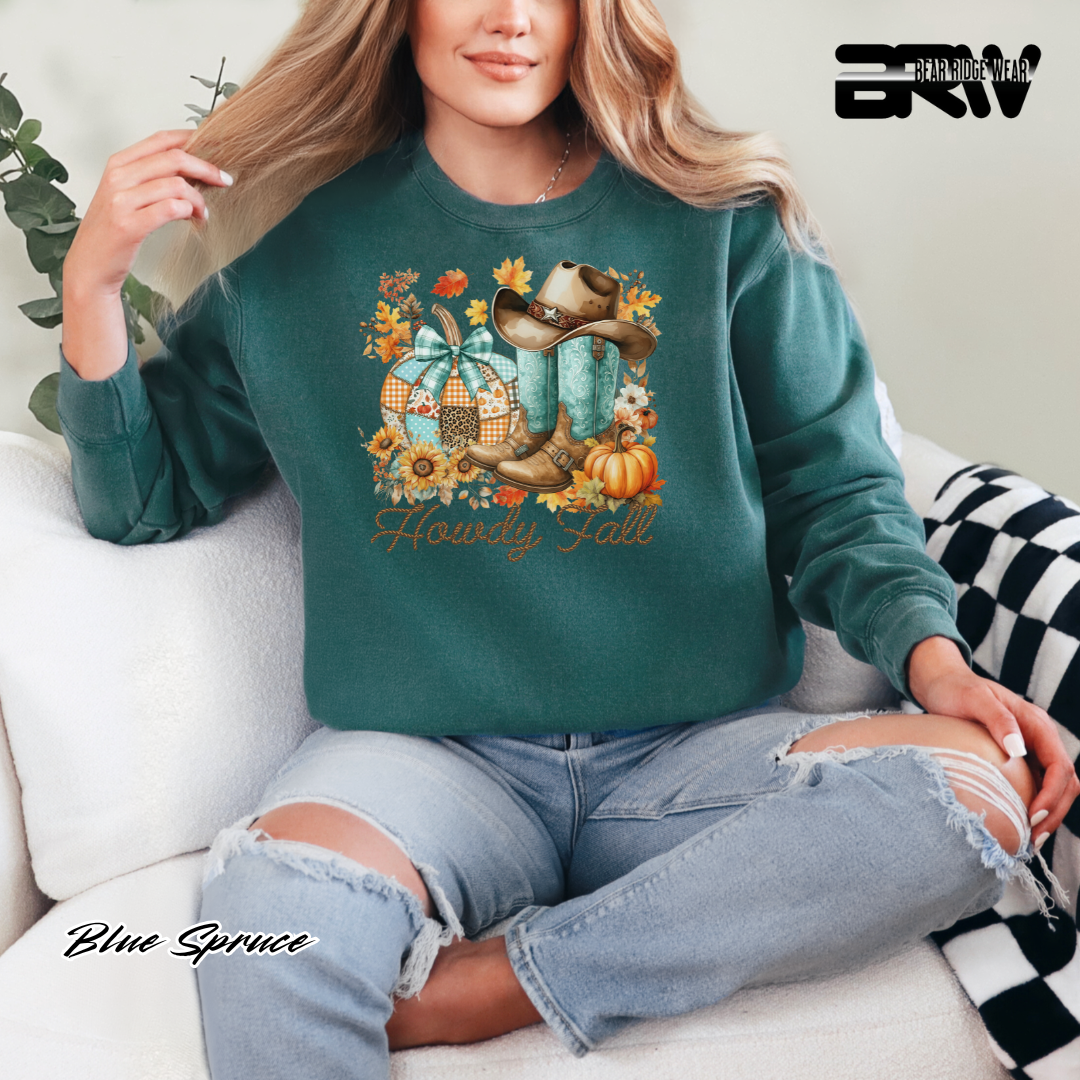 'Howdy Fall-Patchwork' Fall Long Sleeve Tee