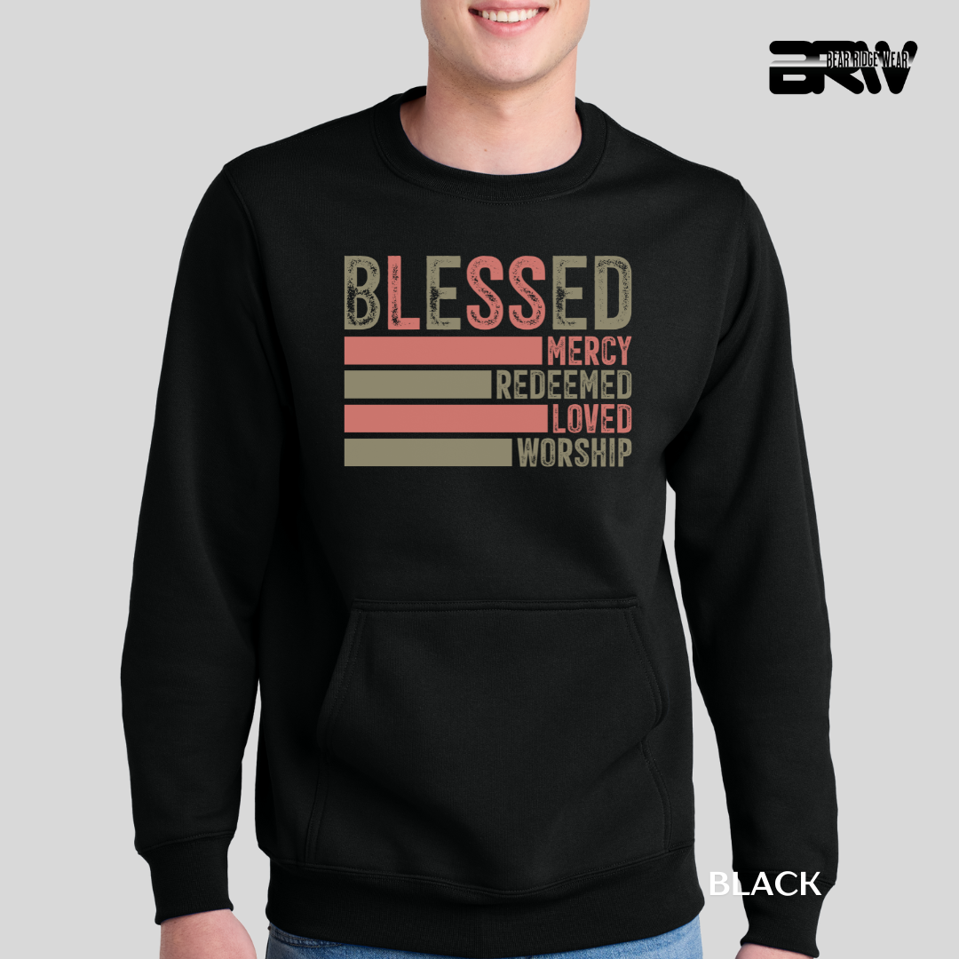 'Blessed'  Faith Kangaroo Pocket Crewneck