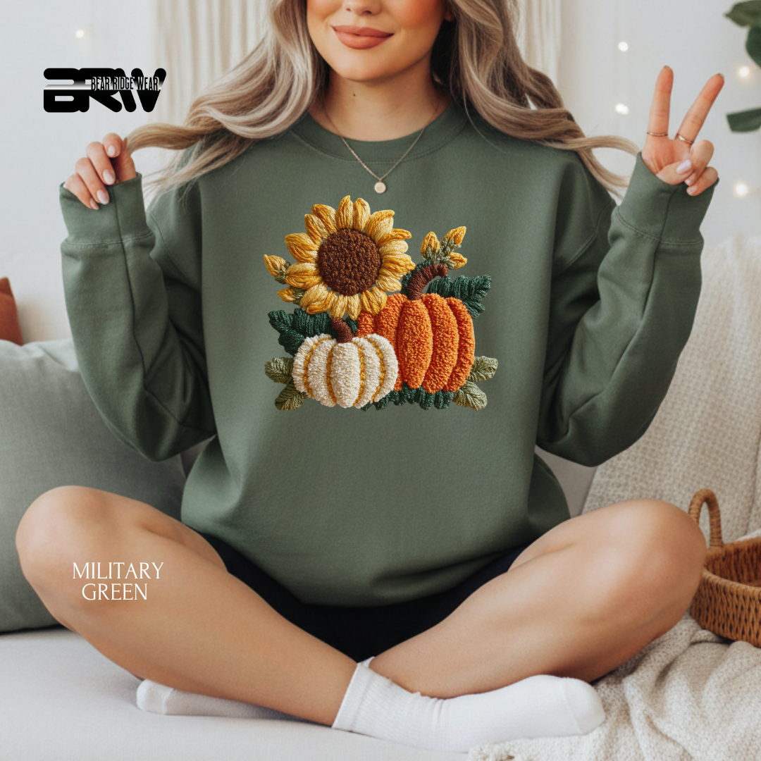 'Sunflower Pumpkin Yarn' Christmas Crewneck Sweatshirt