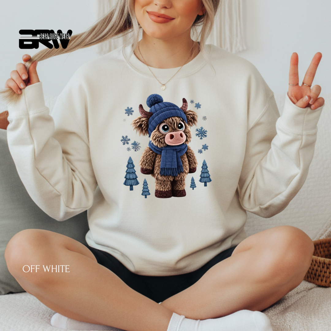 'Highland Cow Yarn' Christmas Crewneck Sweatshirt