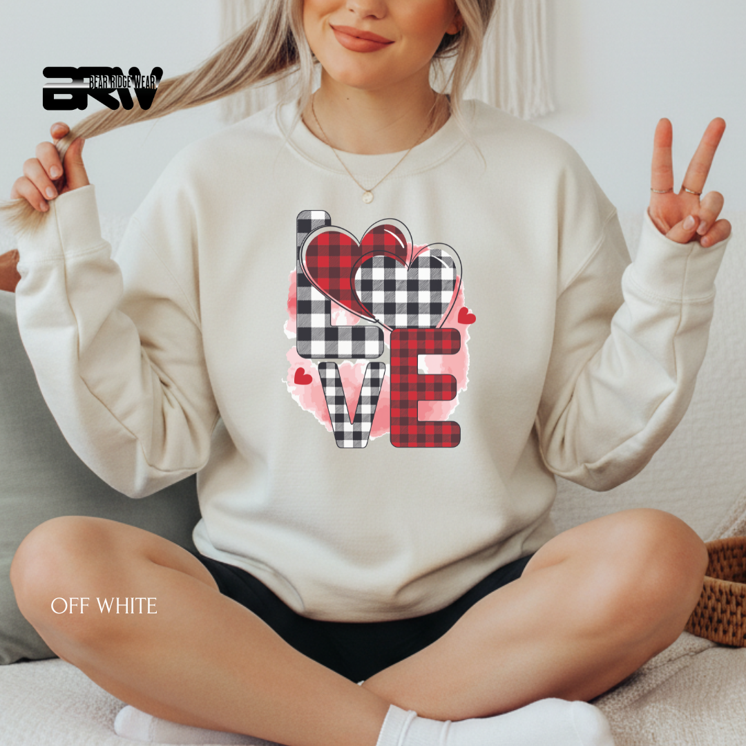 'Love-Plaid' Valentine's Crewneck Sweatshirt