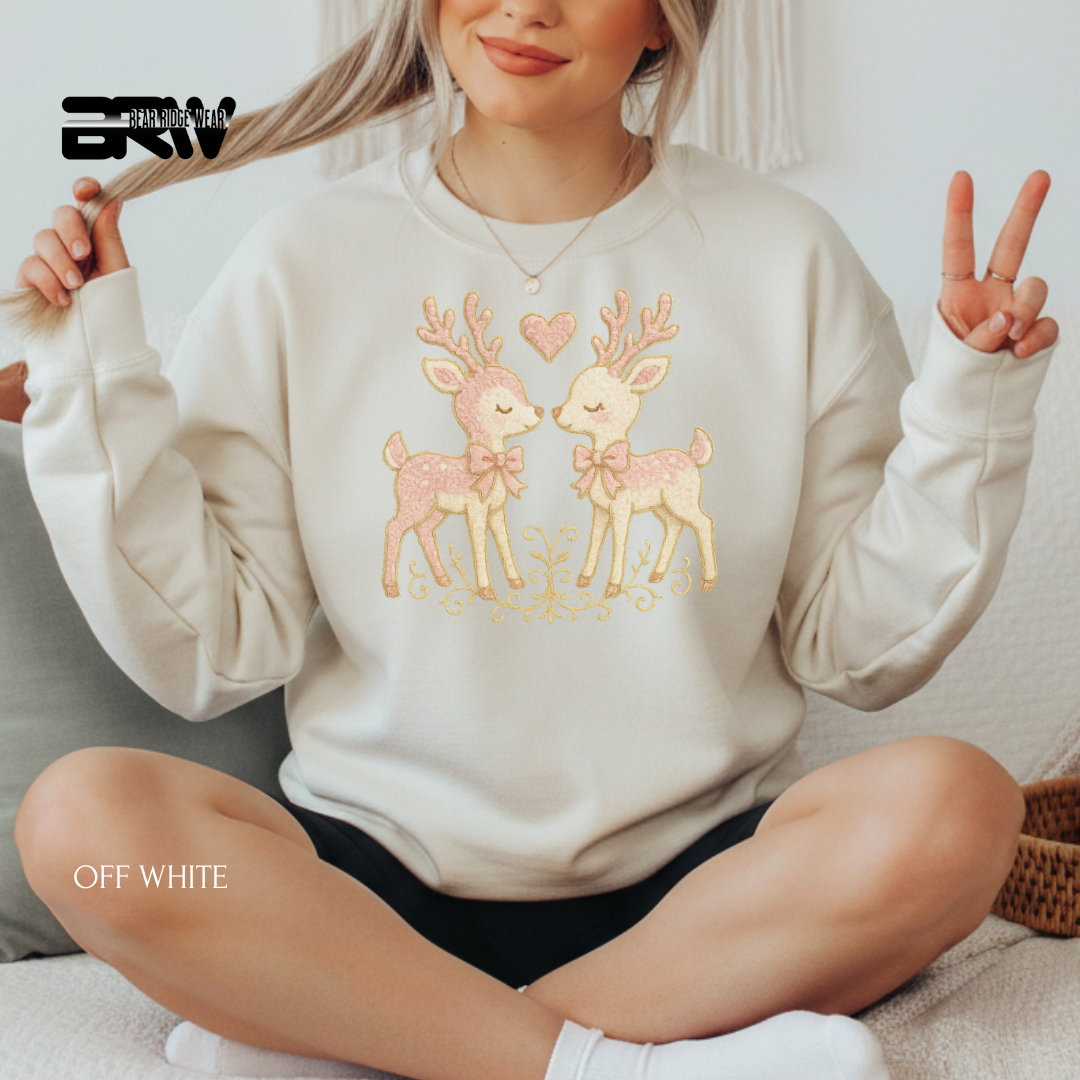 'Two deer Yarn' Christmas Crewneck Sweatshirt