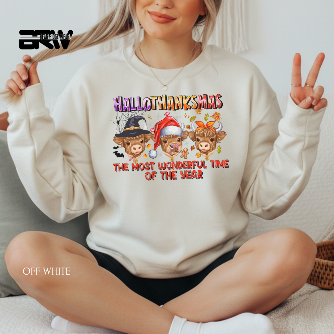 'Hallothanksmas Cow' Fall Crewneck Sweatshirt