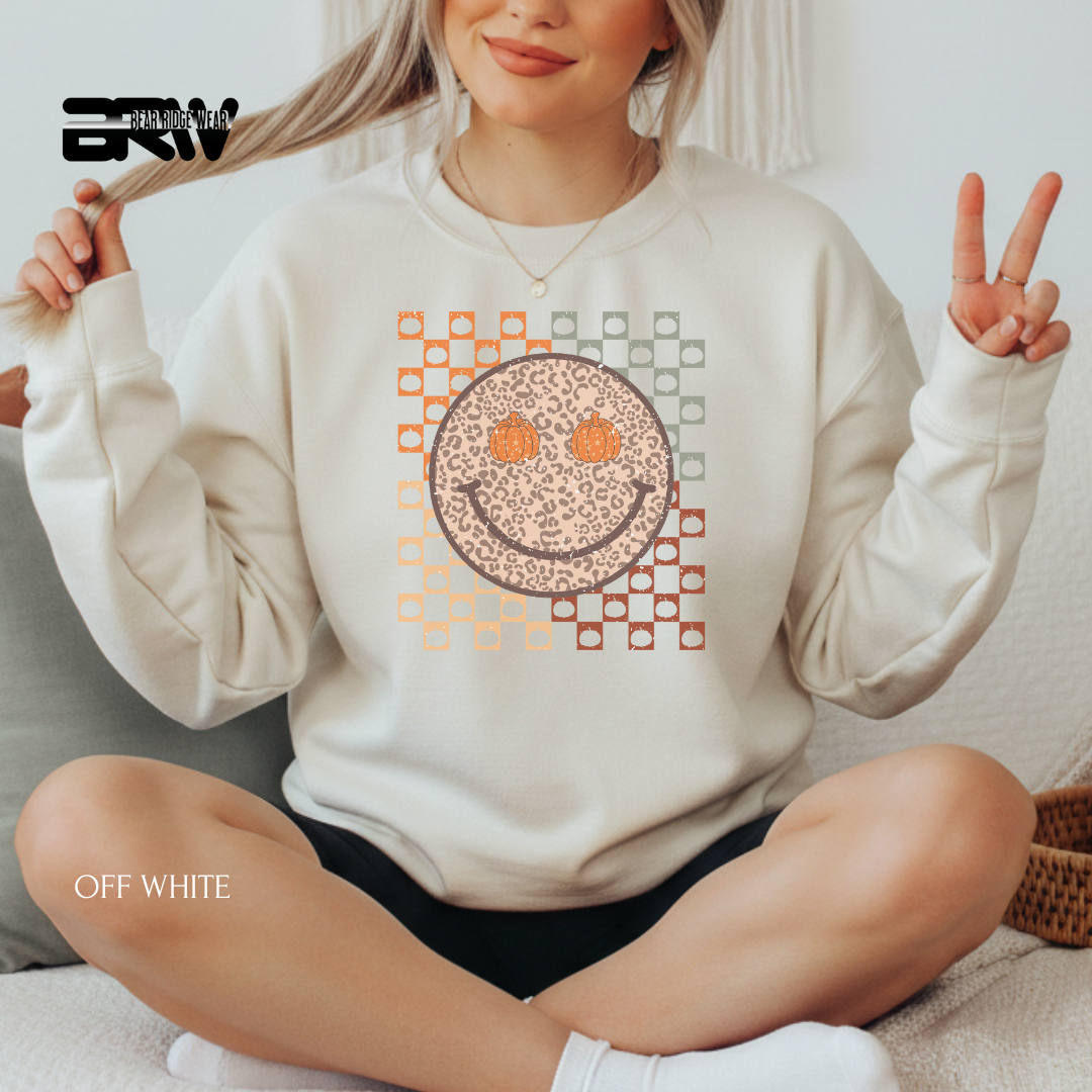 'Happy Face Pumpkin Eyes' Fall Crewneck Sweatshirt