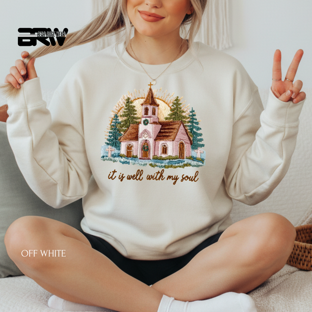 'It is well with my soul yarn' Christmas Crewneck Sweatshirt