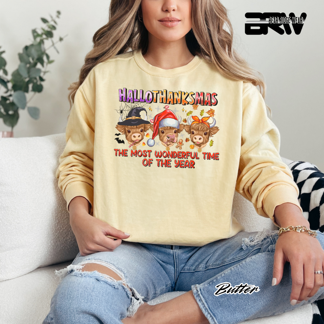 'Hallothanksmas cow' Fall Long Sleeve Tee