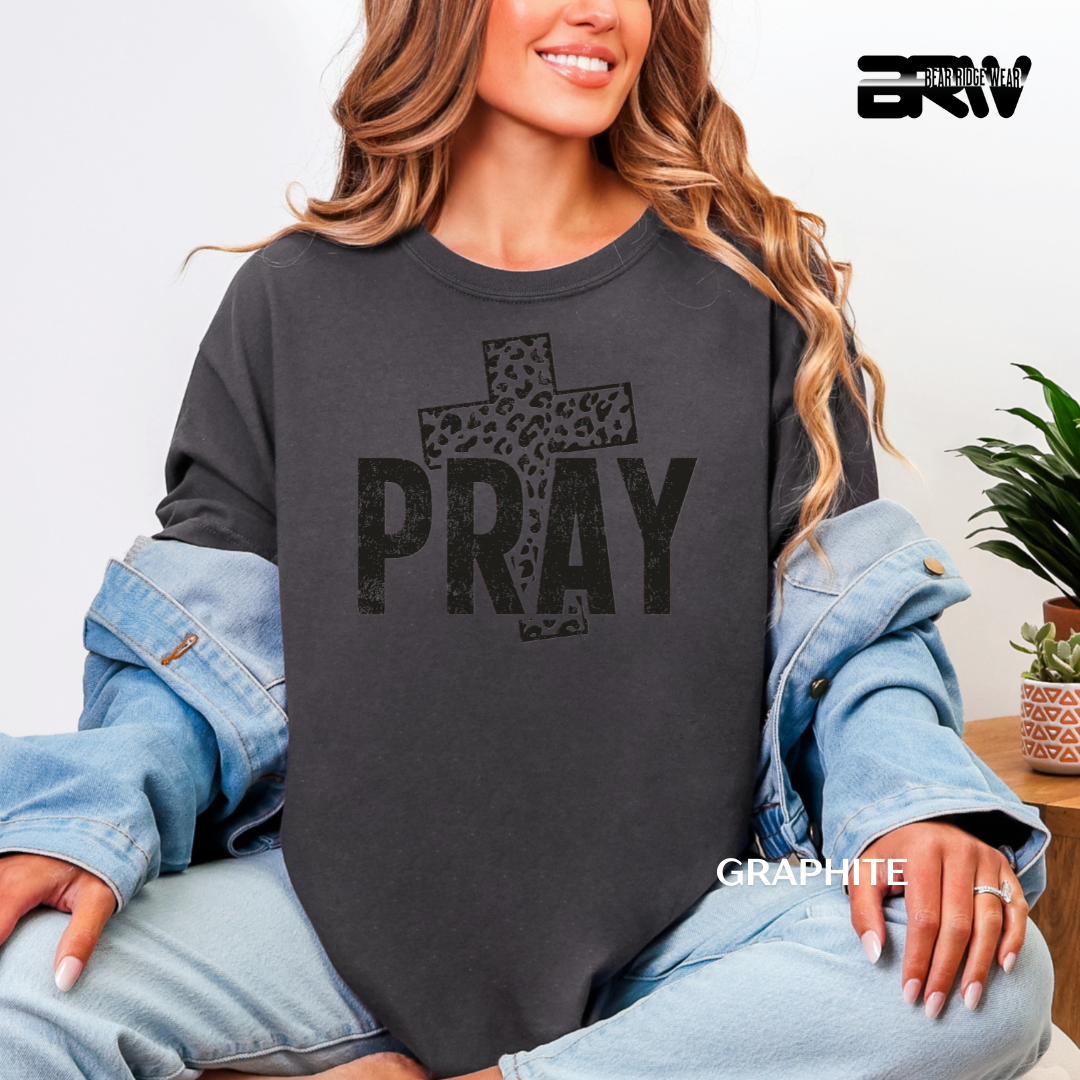 'Pray-Leopard Cross' Faith Tee
