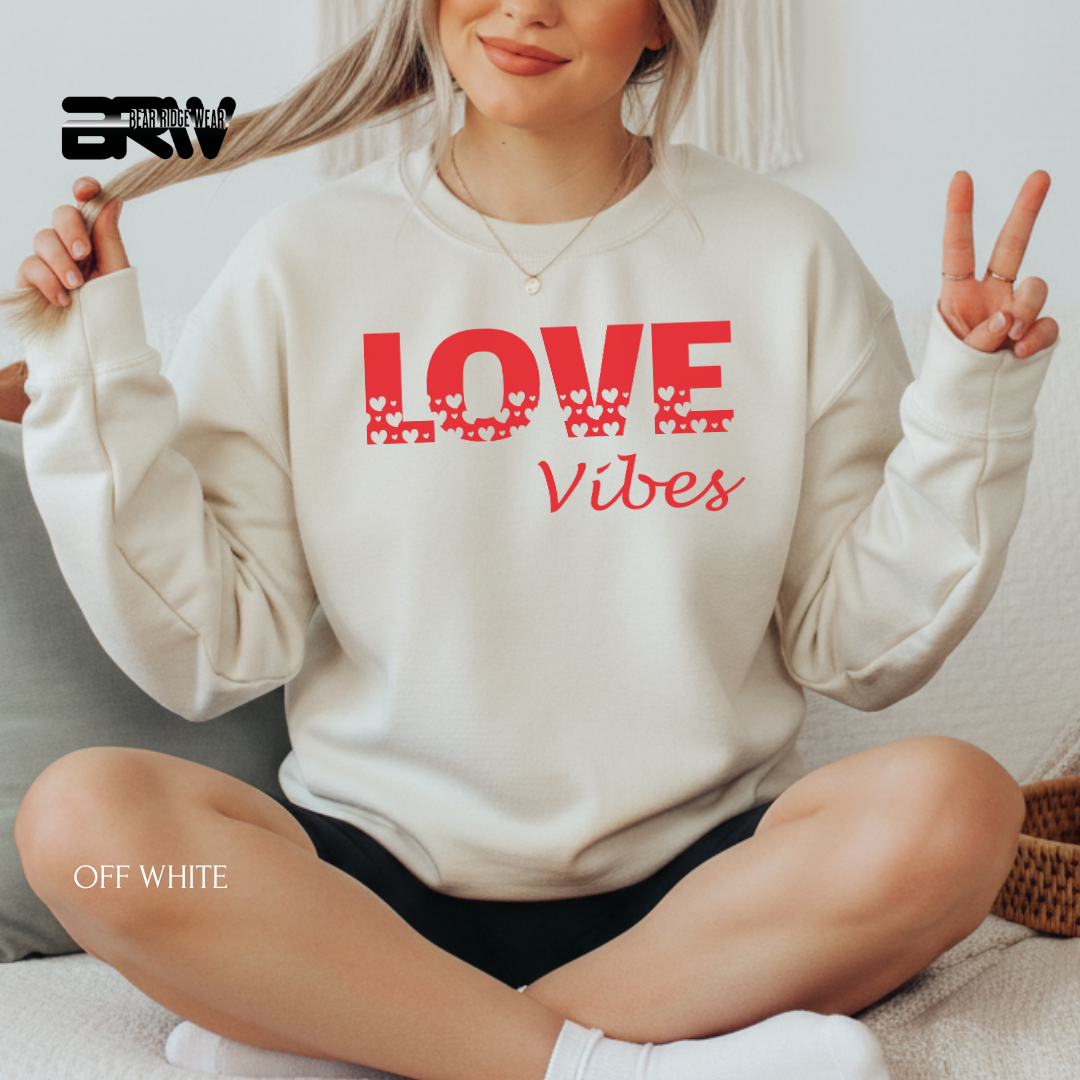 'Love Vibes-Red' Valentine's Crewneck Sweatshirt