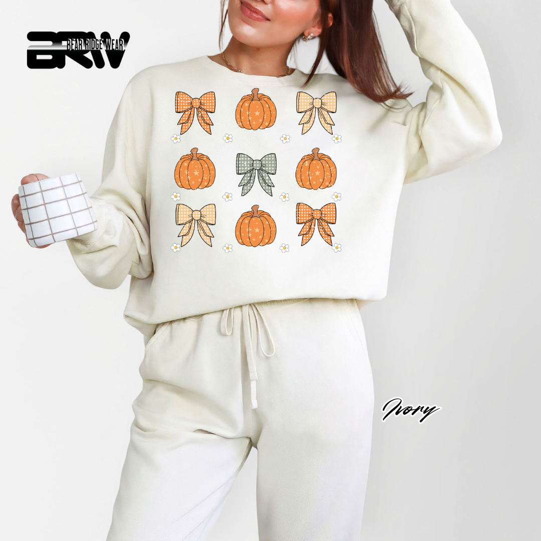 'Pumpkins and bows' Fall Long Sleeve Tee