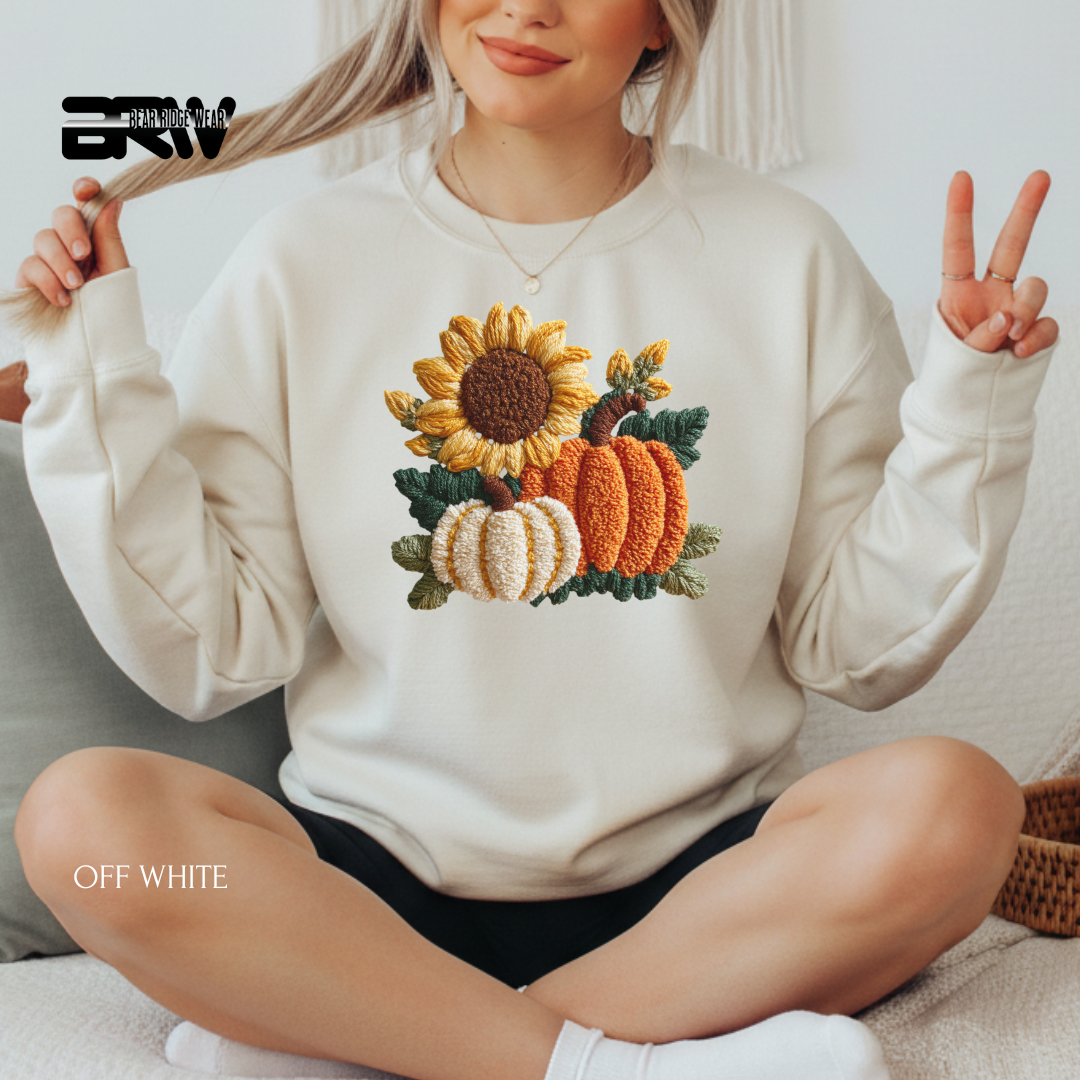 'Sunflower Pumpkin Yarn' Christmas Crewneck Sweatshirt