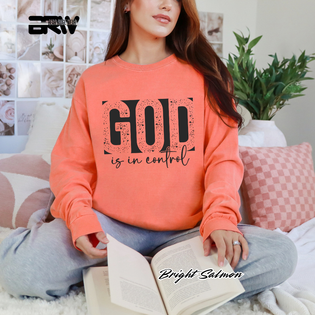 'God Is In Control' Black Faith Long-Sleeve Tee