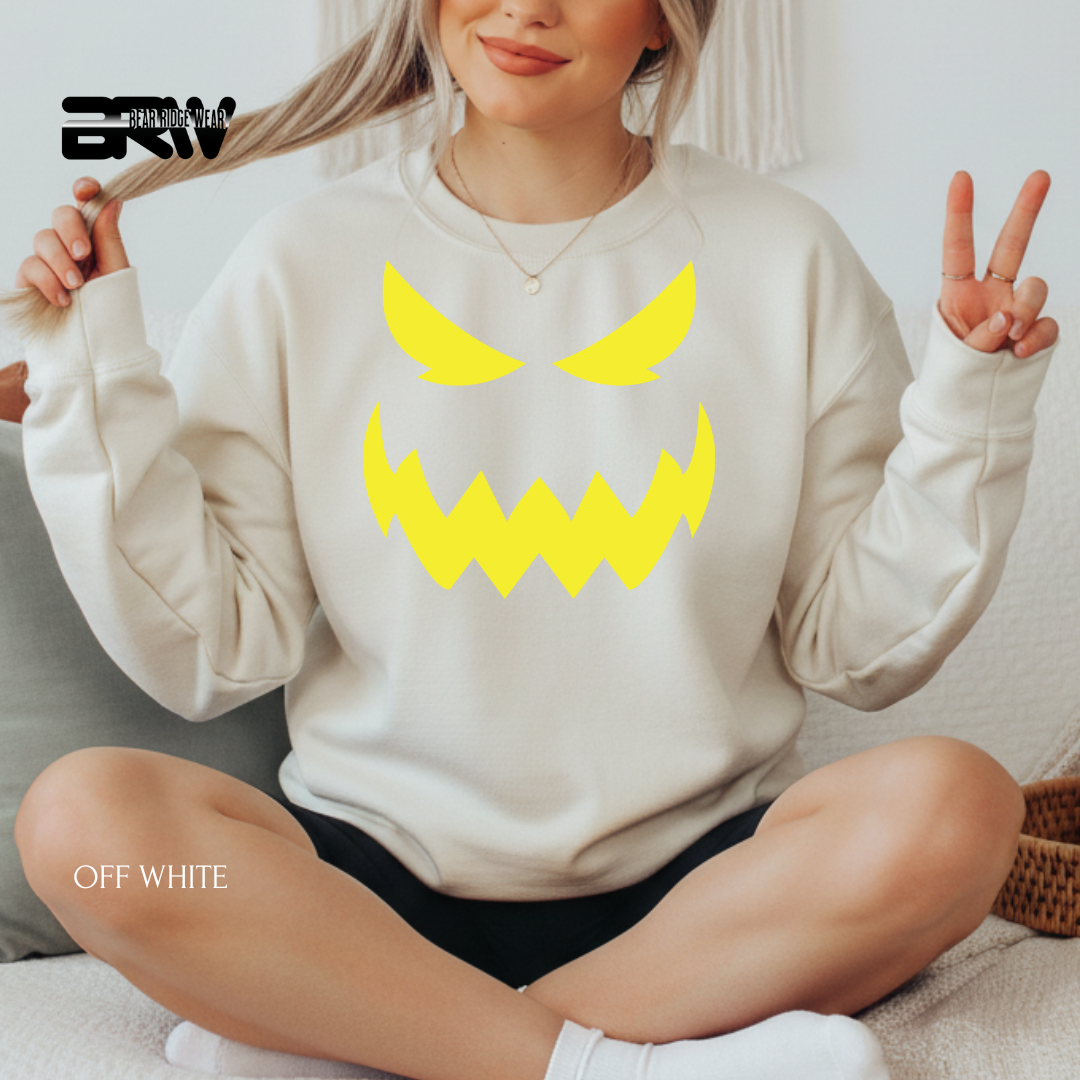 'Scary Pumpkin Face' Fall Crewneck Sweatshirt