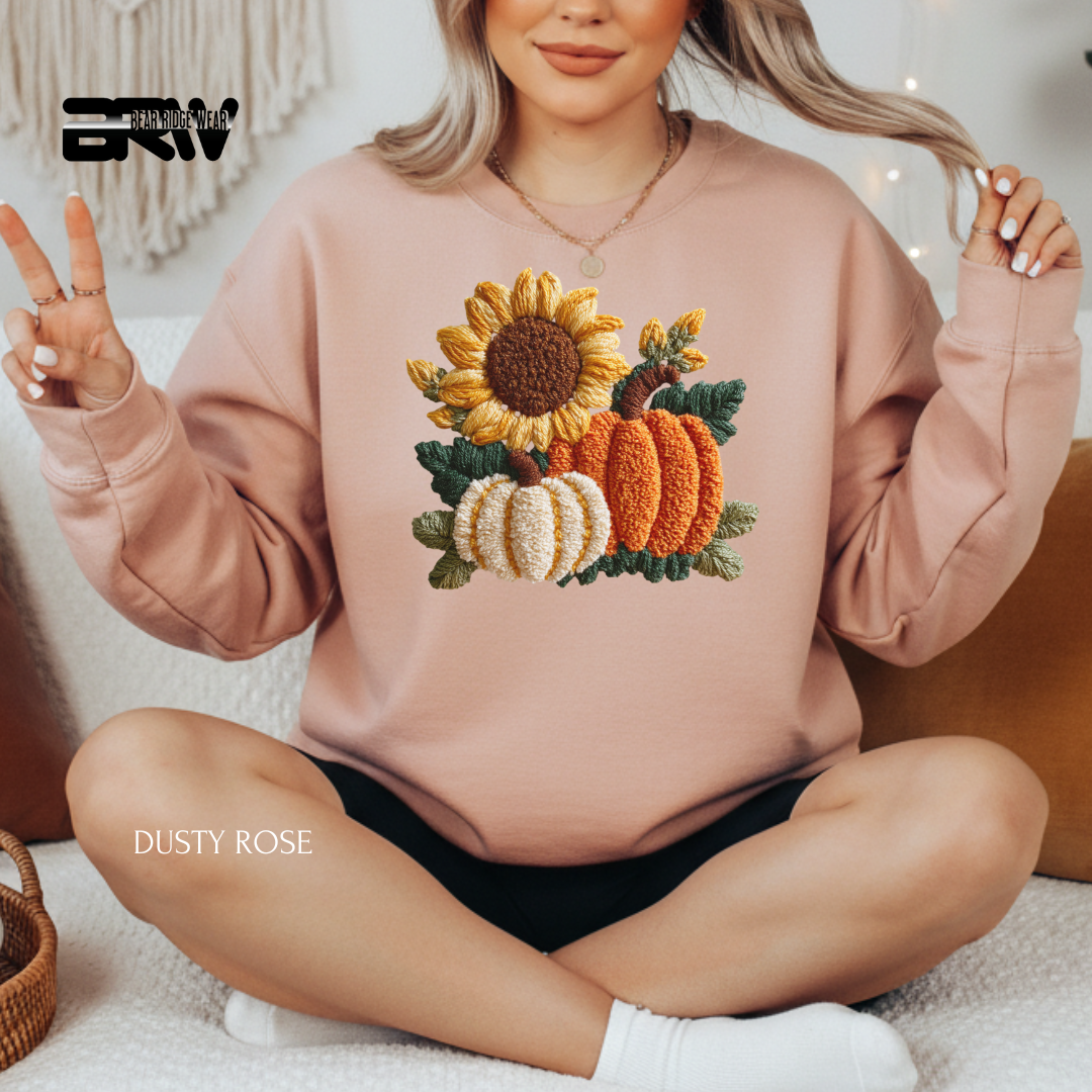 'Sunflower Pumpkin Yarn' Christmas Crewneck Sweatshirt