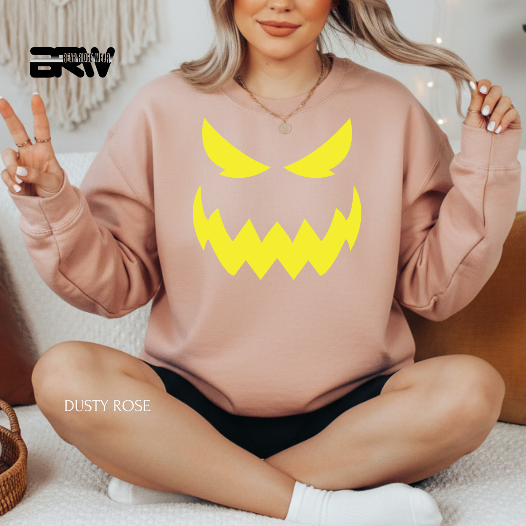 'Scary Pumpkin Face' Fall Crewneck Sweatshirt