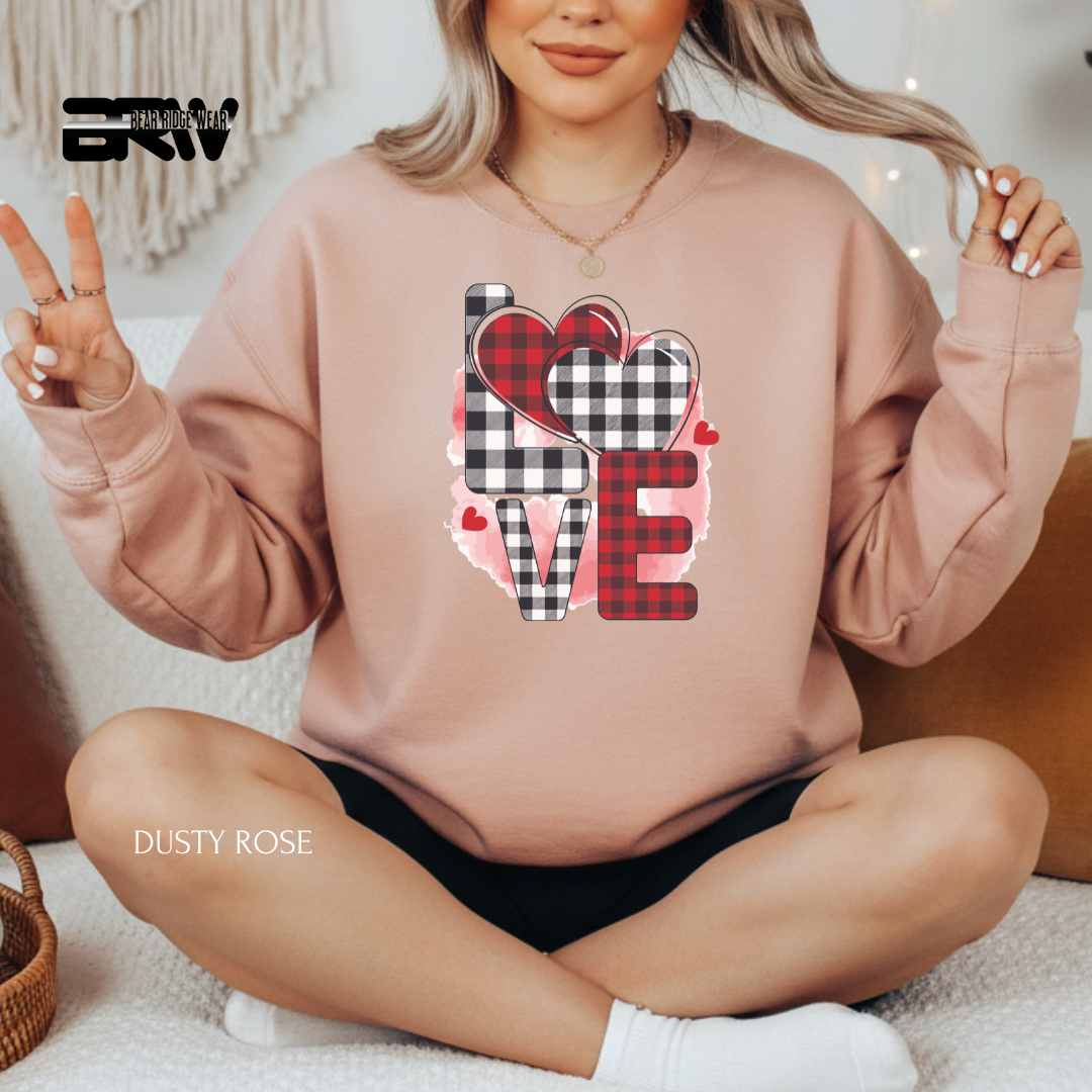 'Love-Plaid' Valentine's Crewneck Sweatshirt